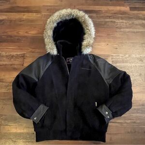 Vintage Phat Farm Leather Jacket Black Size XL Y2K